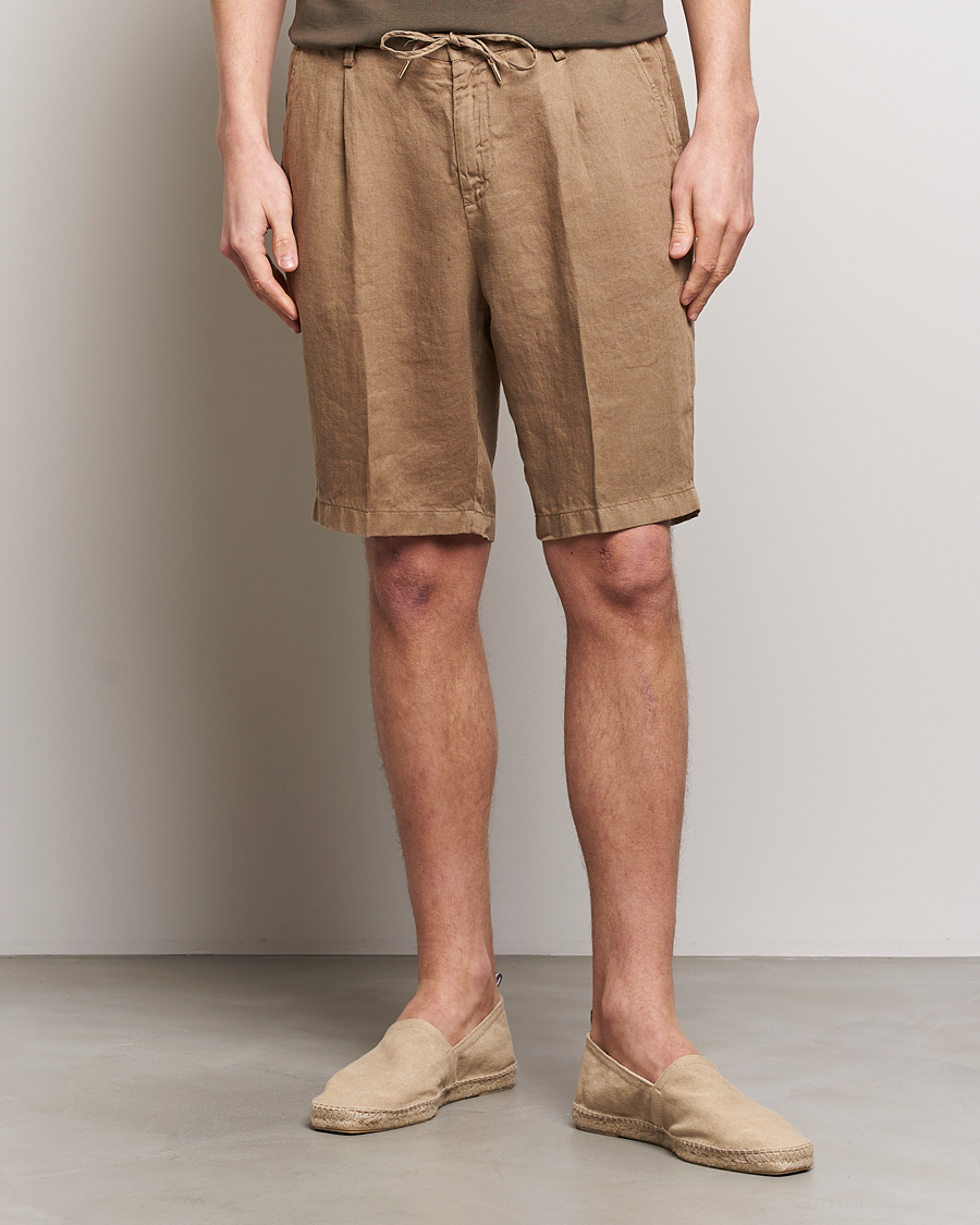 Heren | Italian Department | Briglia 1949 | Easy Fit Linen Shorts Beige