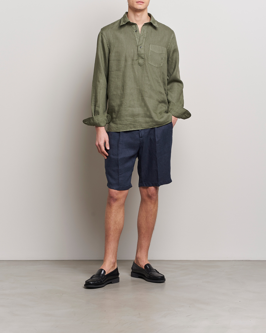 Heren | Korte broek | Briglia 1949 | Easy Fit Linen Shorts Navy