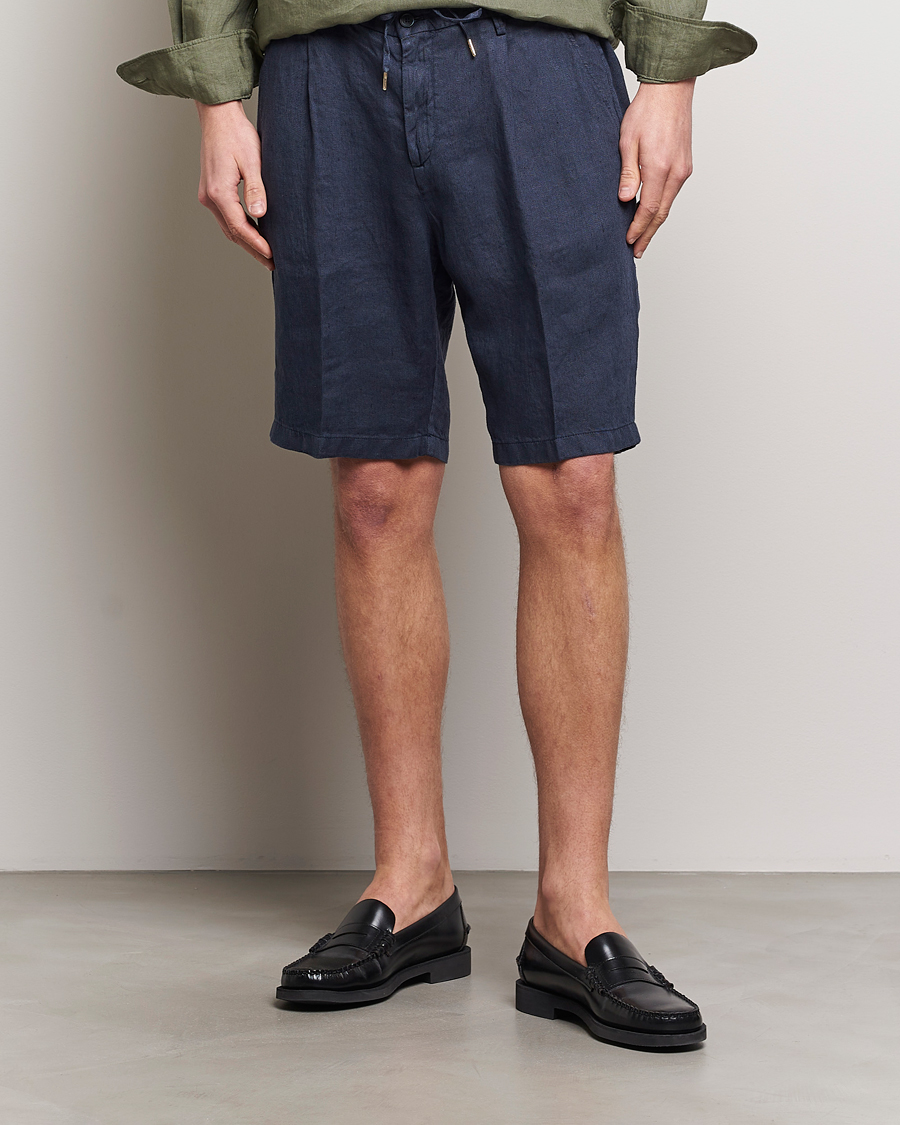 Heren | Italian Department | Briglia 1949 | Easy Fit Linen Shorts Navy