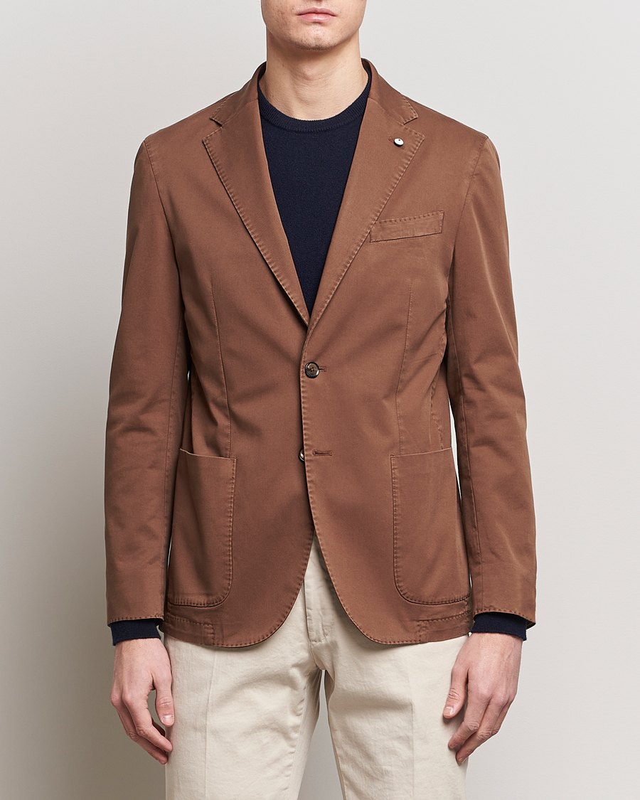 Heren | L.B.M. 1911 | L.B.M. 1911 | Jack Regular Fit Cotton Stretch Blazer Brown