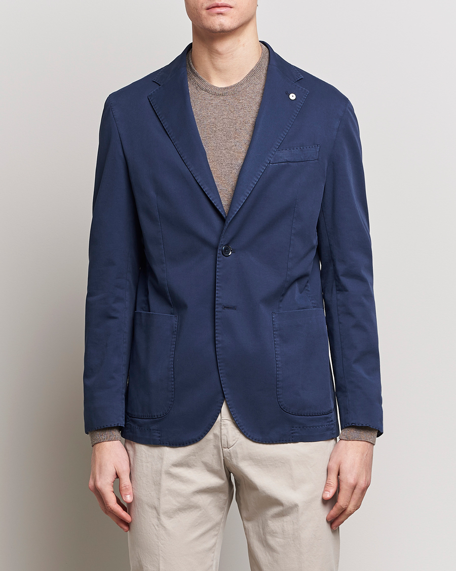 Heren | Italian Department | L.B.M. 1911 | Jack Regular Fit Cotton Stretch Blazer Navy