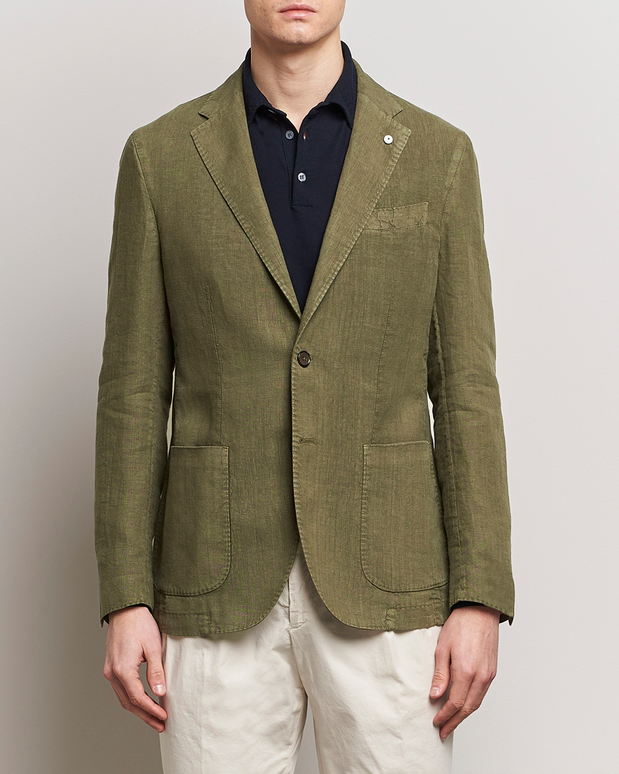 Heren | Italian Department | L.B.M. 1911 | Jack Regular Fit Linen Blazer Olive