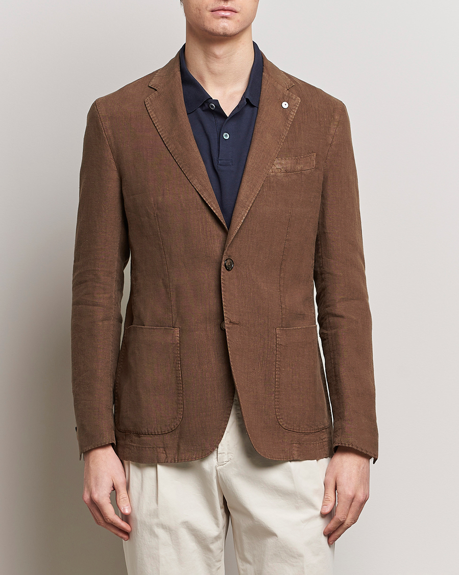 Heren | Linnen blazers | L.B.M. 1911 | Jack Regular Fit Linen Blazer Brown