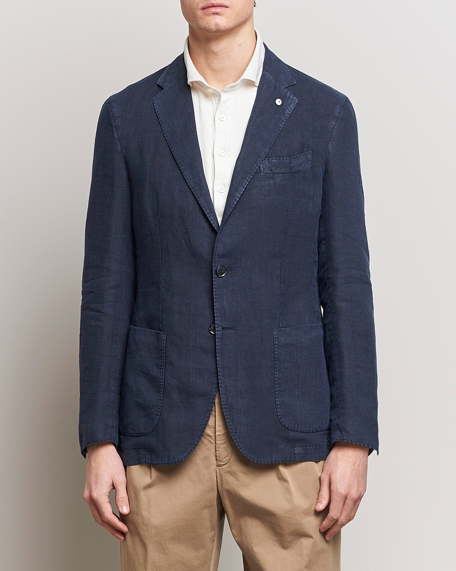 Heren | Italian Department | L.B.M. 1911 | Jack Regular Fit Linen Blazer Navy