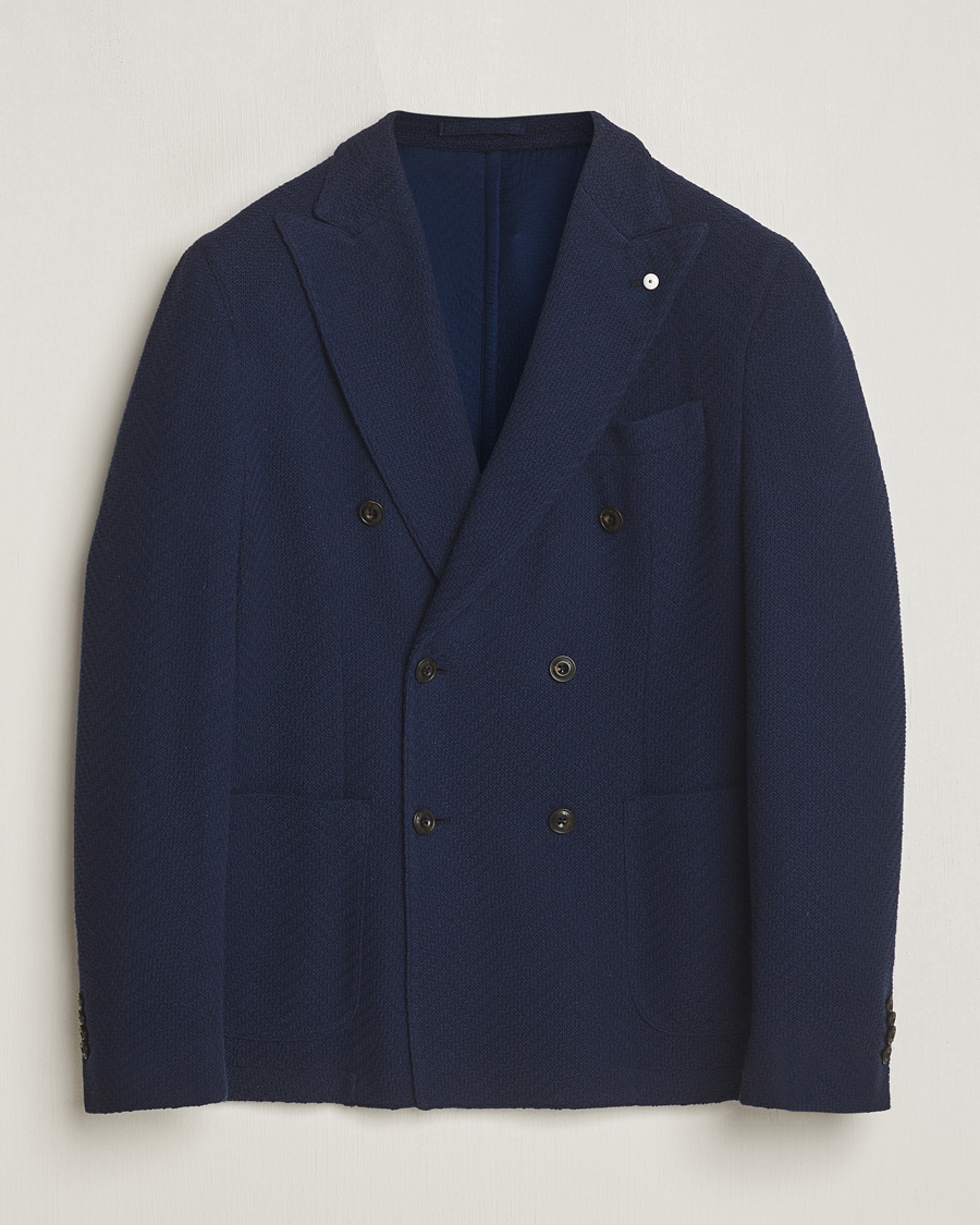 Heren | Blazers | L.B.M. 1911 | Double Breasted Jersey Punto Blazer Navy