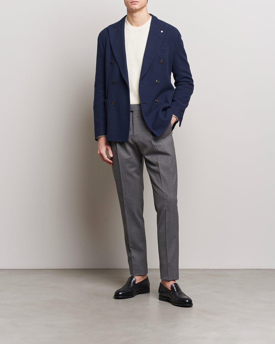 Heren | Blazers | L.B.M. 1911 | Double Breasted Jersey Punto Blazer Navy