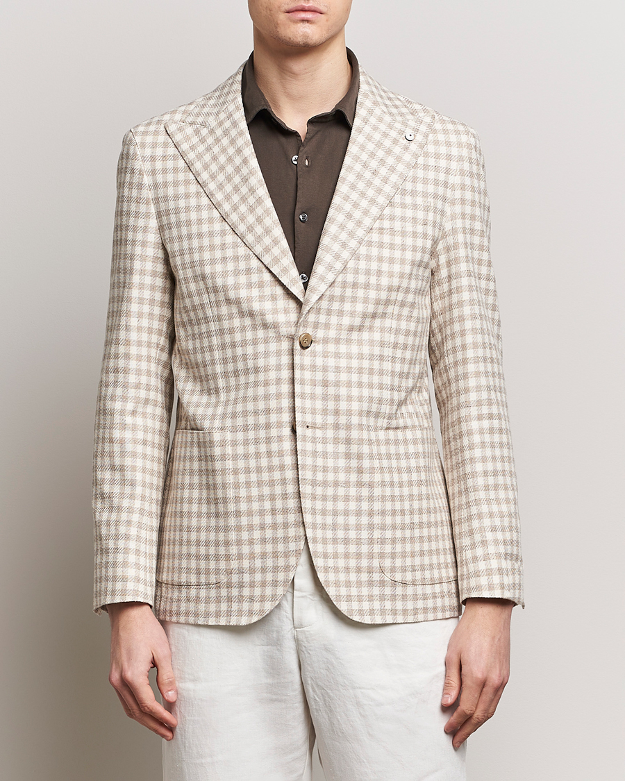 Heren | Kleding | L.B.M. 1911 | Checked Cotton Peak Lapel Blazer Beige