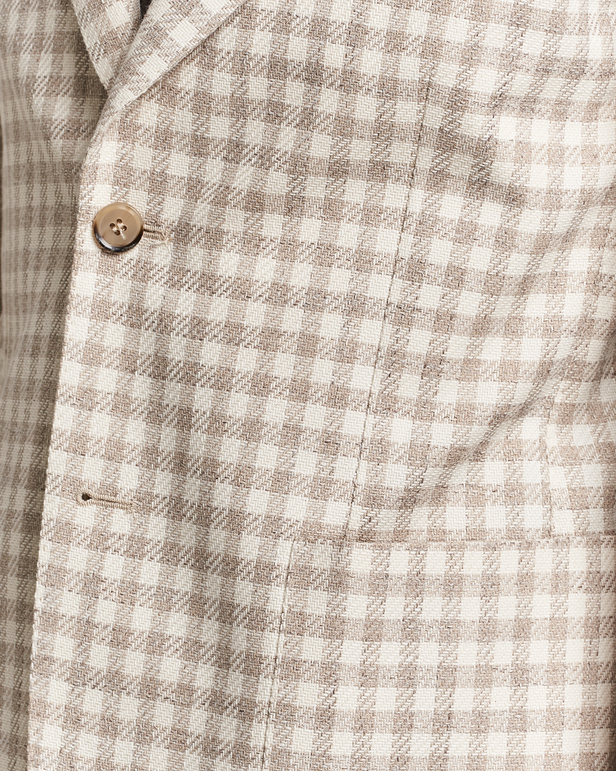 Heren | Blazers | L.B.M. 1911 | Checked Cotton Peak Lapel Blazer Beige