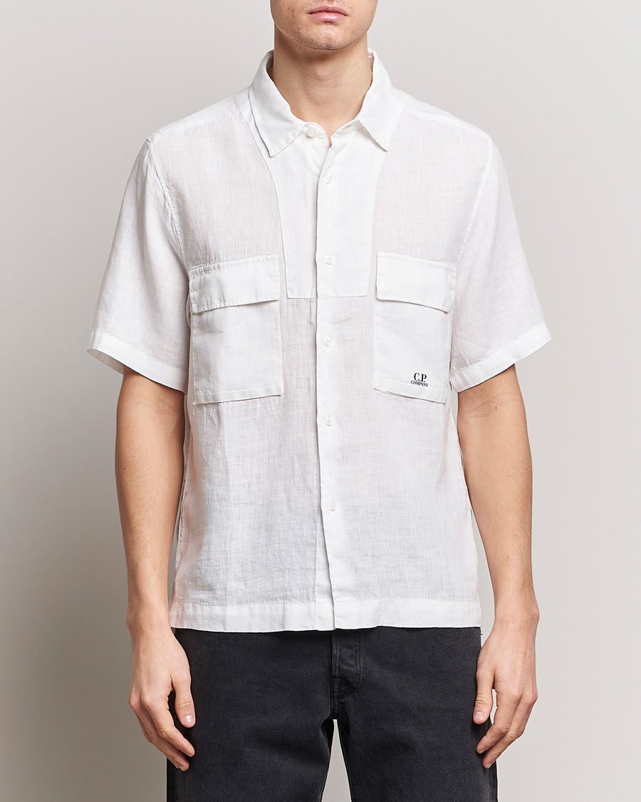 Heren | Overhemden met korte mouwen | C.P. Company | Short Sleeve Linen Shirt White
