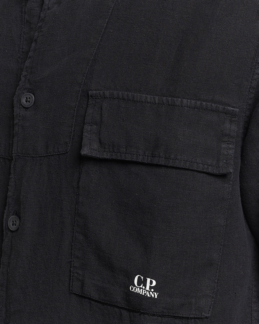 Heren | Overhemden | C.P. Company | Short Sleeve Linen Shirt Black