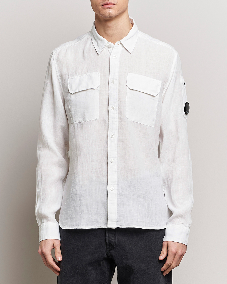 Heren | Linnen overhemden | C.P. Company | Long Sleeve Linen Shirt White