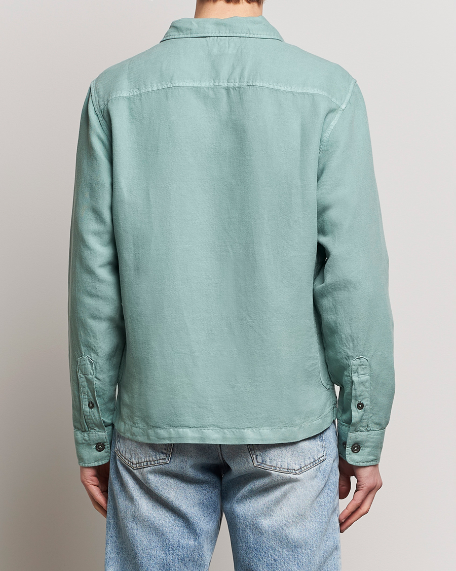 Heren | Overhemden | C.P. Company | Broken Linen/Cotton Overshirt Light Green