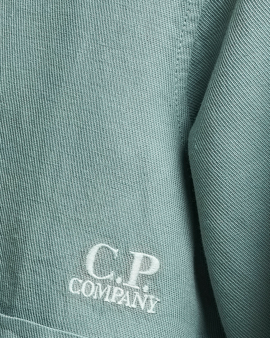 Heren | Overhemden | C.P. Company | Broken Linen/Cotton Overshirt Light Green