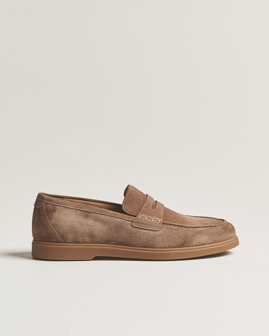 Heren | Loake 1880 Lucca Suede Penny Loafer Flint | Loake 1880 | Lucca Suede Penny Loafer Flint