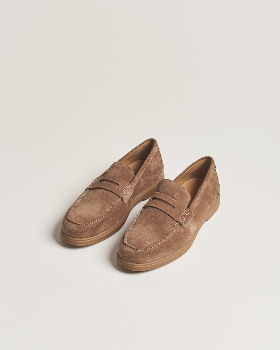 Heren | Handgemaakte schoenen | Loake 1880 | Lucca Suede Penny Loafer Flint