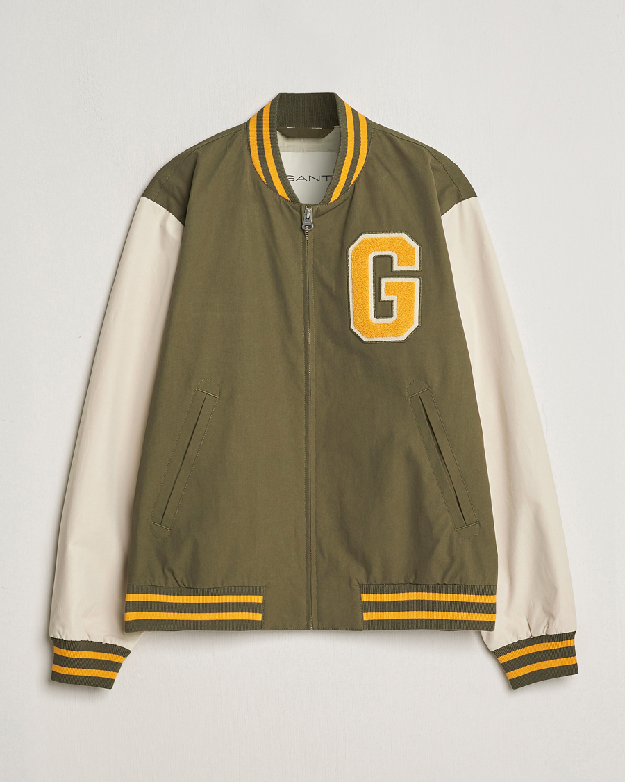 Heren | Jassen | GANT | Light Varsity Jacket Green/Soft Oat