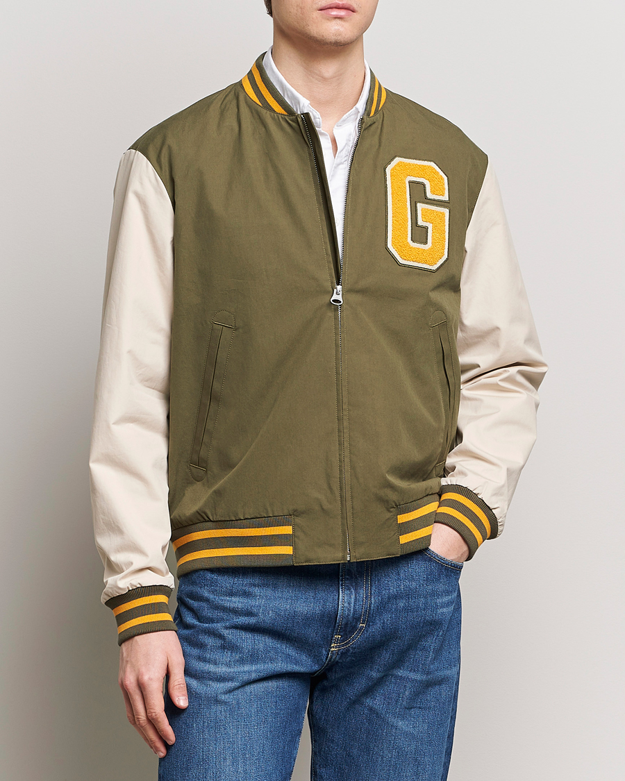 Heren | Klassieke jassen | GANT | Light Varsity Jacket Green/Soft Oat