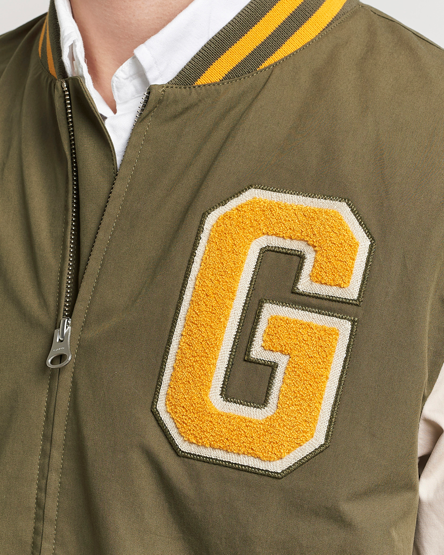Heren | Jassen | GANT | Light Varsity Jacket Green/Soft Oat