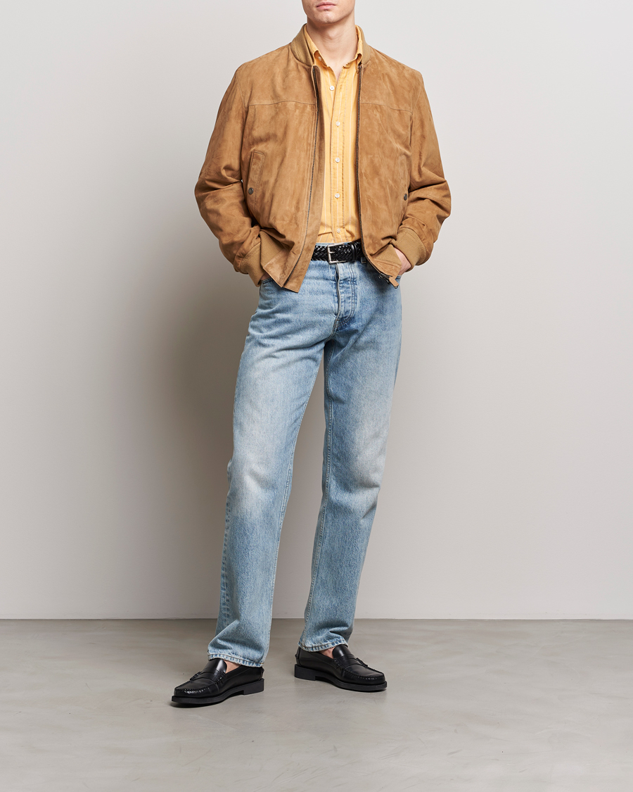 Heren | Jassen | GANT | Suede Bombar Jacket Dark Khaki
