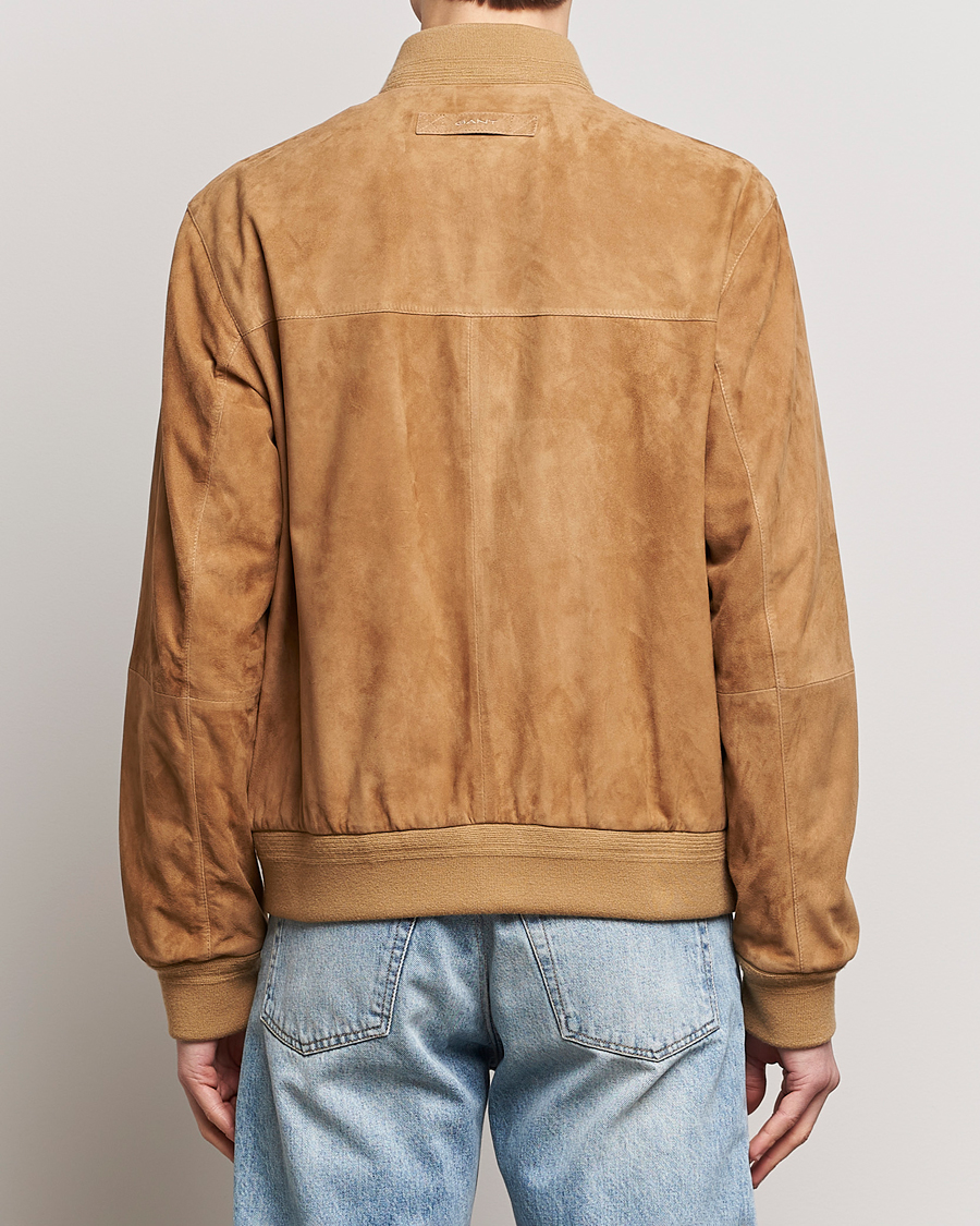 Heren | Jassen | GANT | Suede Bombar Jacket Dark Khaki