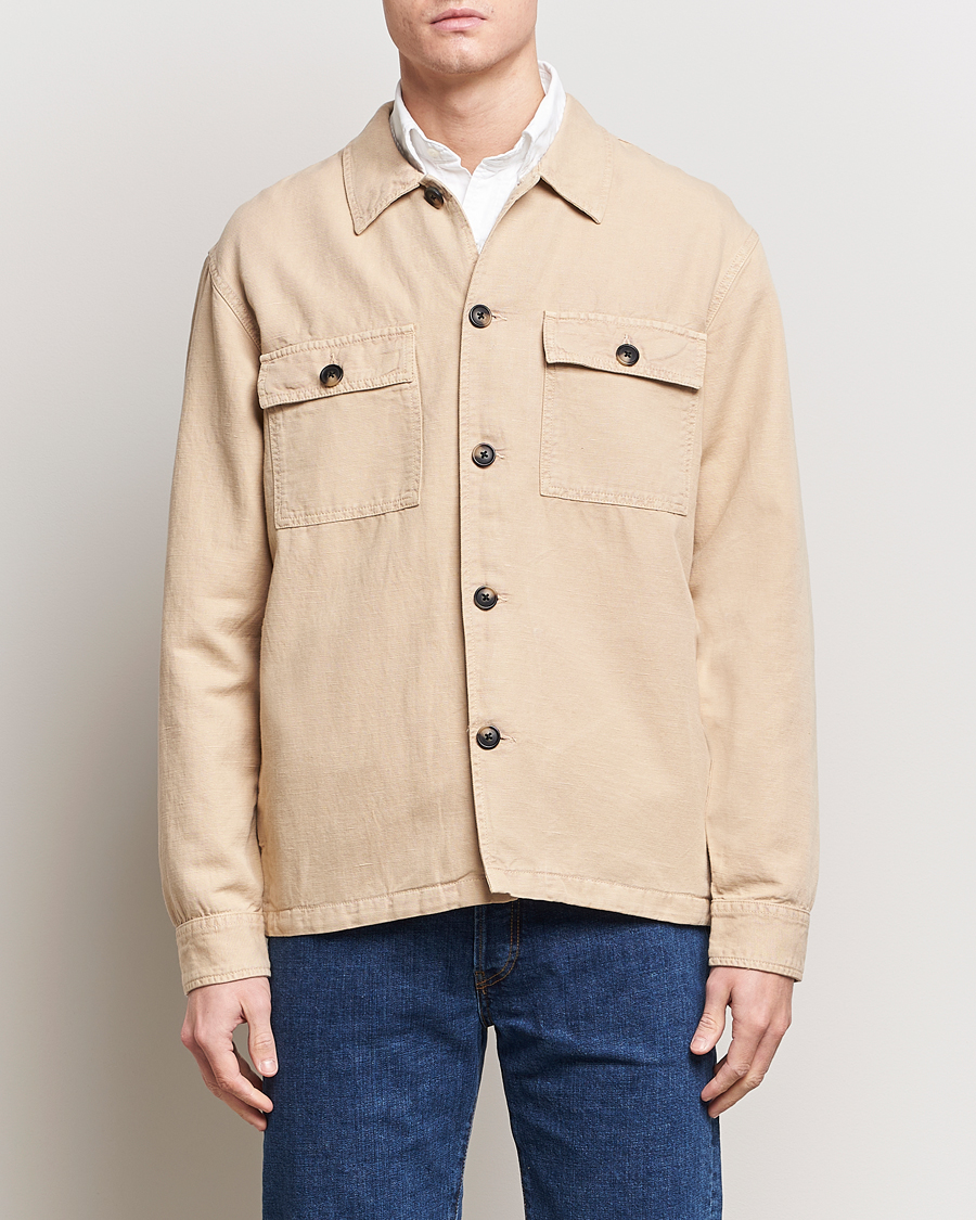 Heren | Shirt jassen | GANT | Linen/Cotton Twill Overshirt Dry Sand