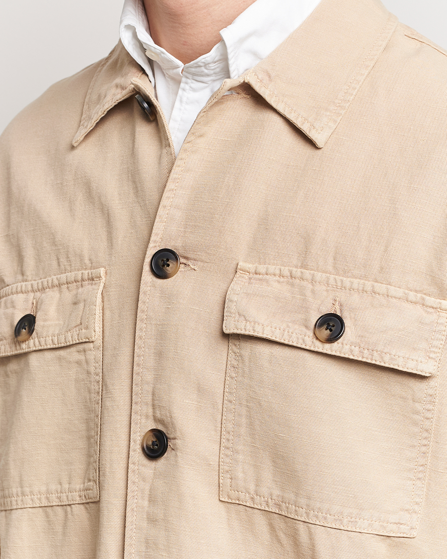 Heren | Overhemden | GANT | Linen/Cotton Twill Overshirt Dry Sand