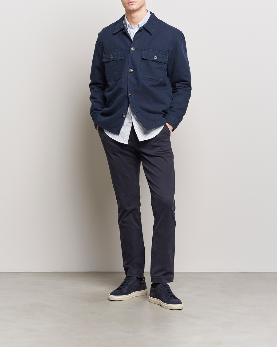 Heren | Overhemden | GANT | Linen/Cotton Twill Overshirt Marine
