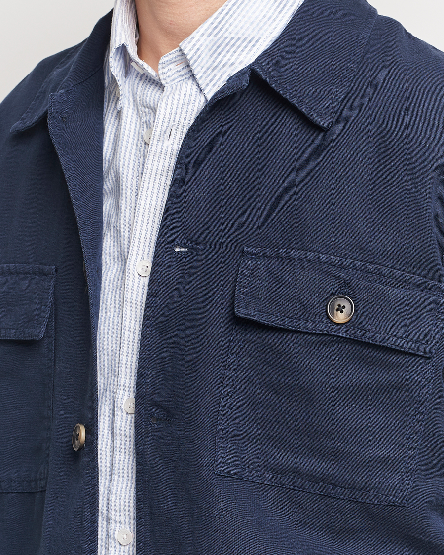 Heren | Overhemden | GANT | Linen/Cotton Twill Overshirt Marine