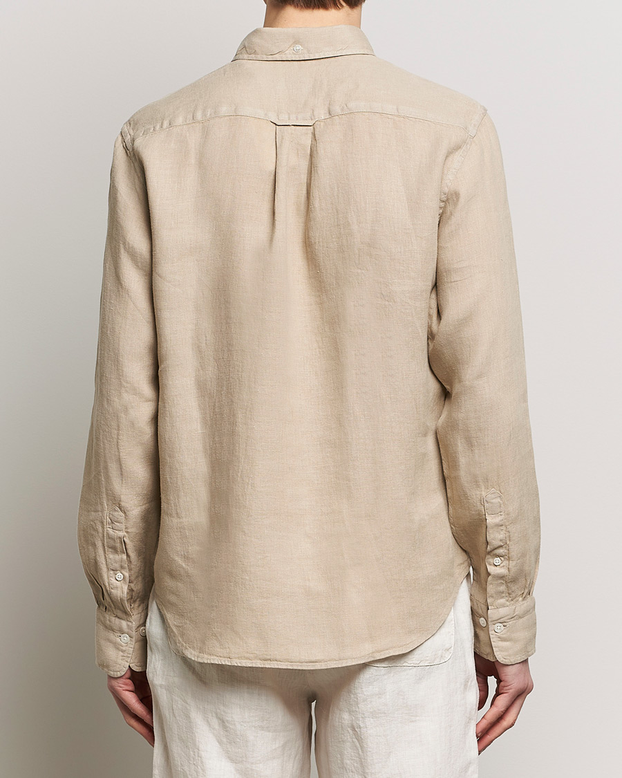 Heren | Overhemden | GANT | Regular Fit Garment Dyed Linen Shirt Concrete Beige