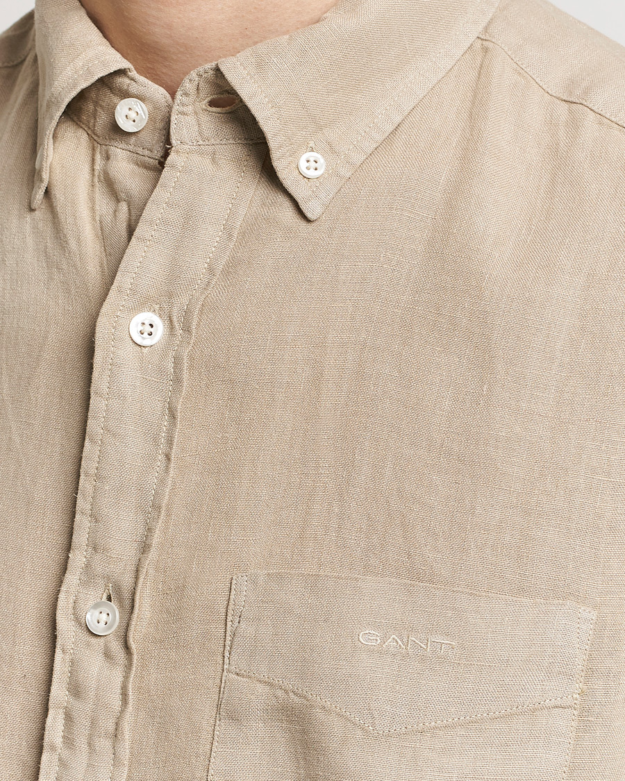 Heren | Overhemden | GANT | Regular Fit Garment Dyed Linen Shirt Concrete Beige