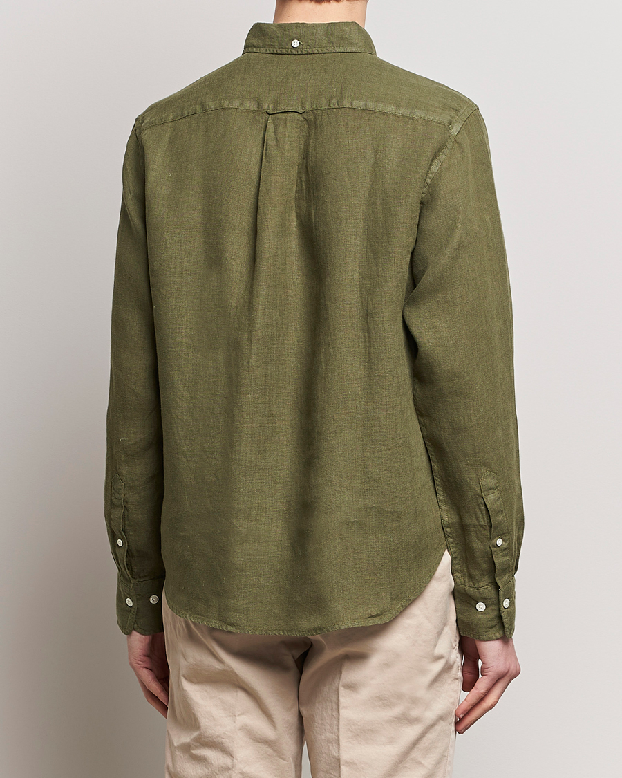 Heren | Overhemden | GANT | Regular Fit Garment Dyed Linen Shirt Juniper Green