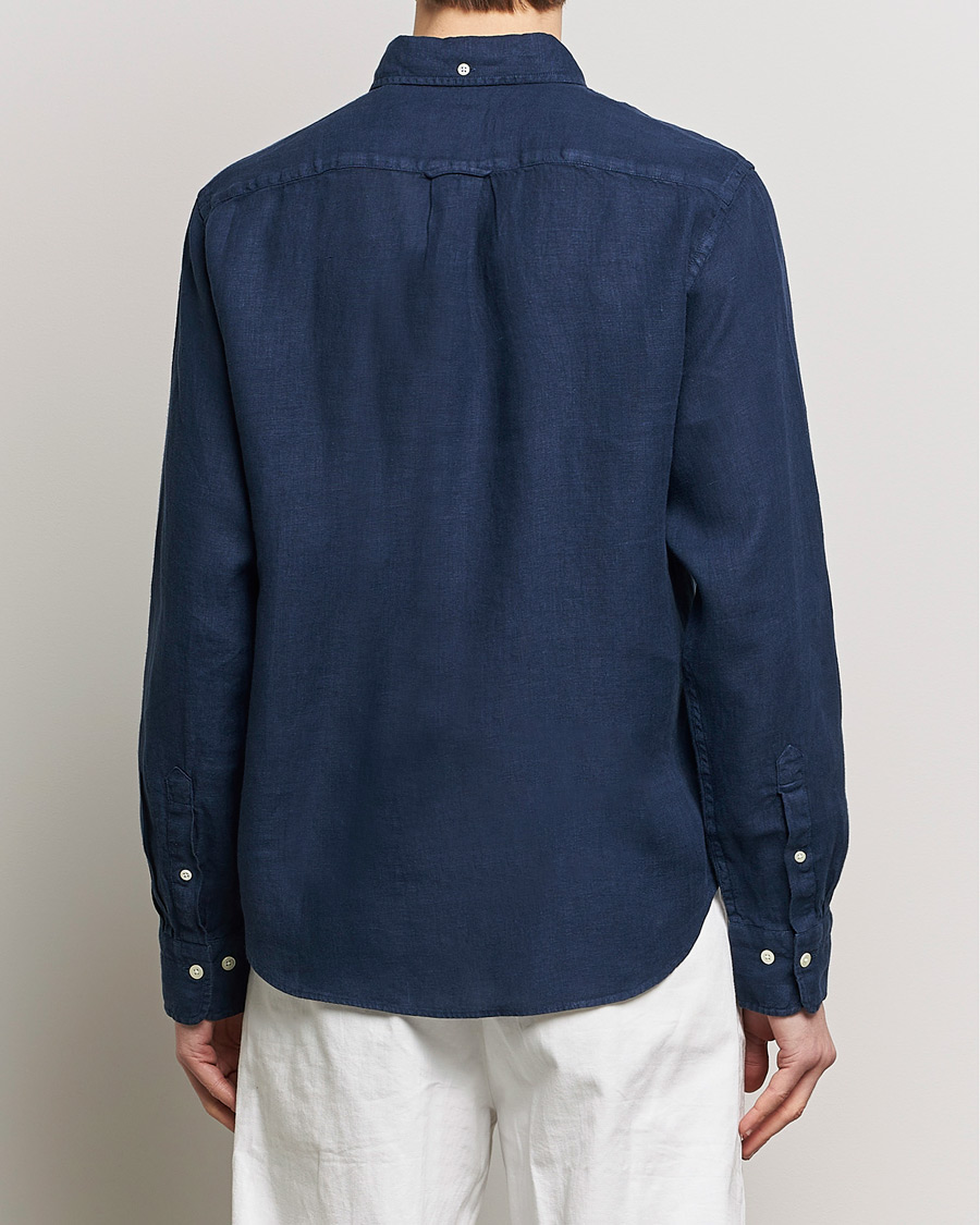 Heren | Overhemden | GANT | Regular Fit Garment Dyed Linen Shirt Marine