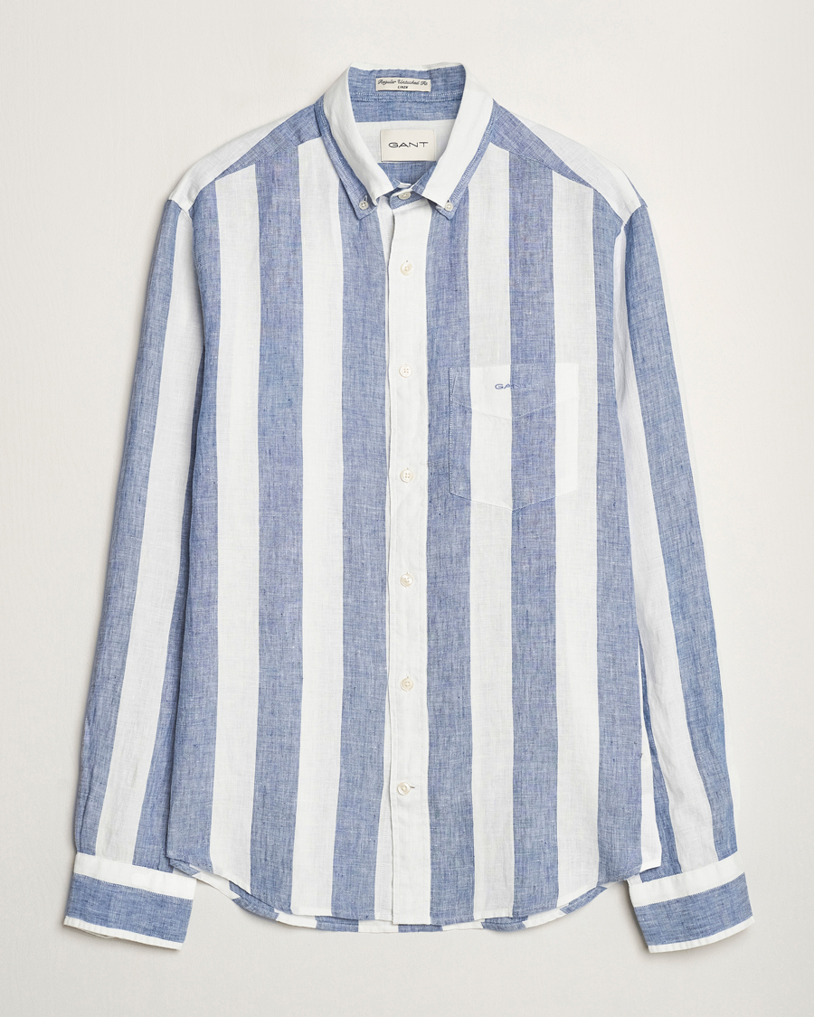 Heren | Overhemden | GANT | Regular Fit Bold Stripe Linen Shirt Blue/White