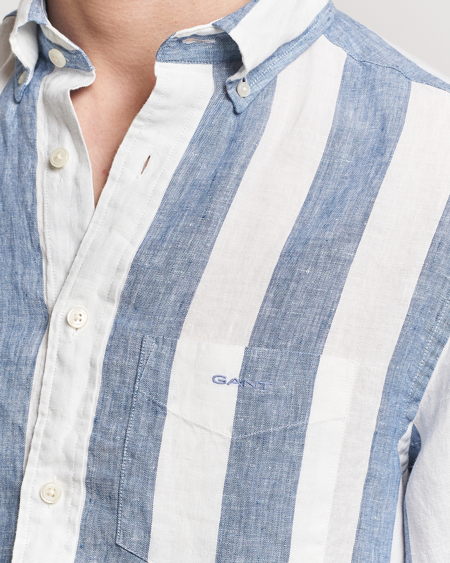 Heren | Overhemden | GANT | Regular Fit Bold Stripe Linen Shirt Blue/White