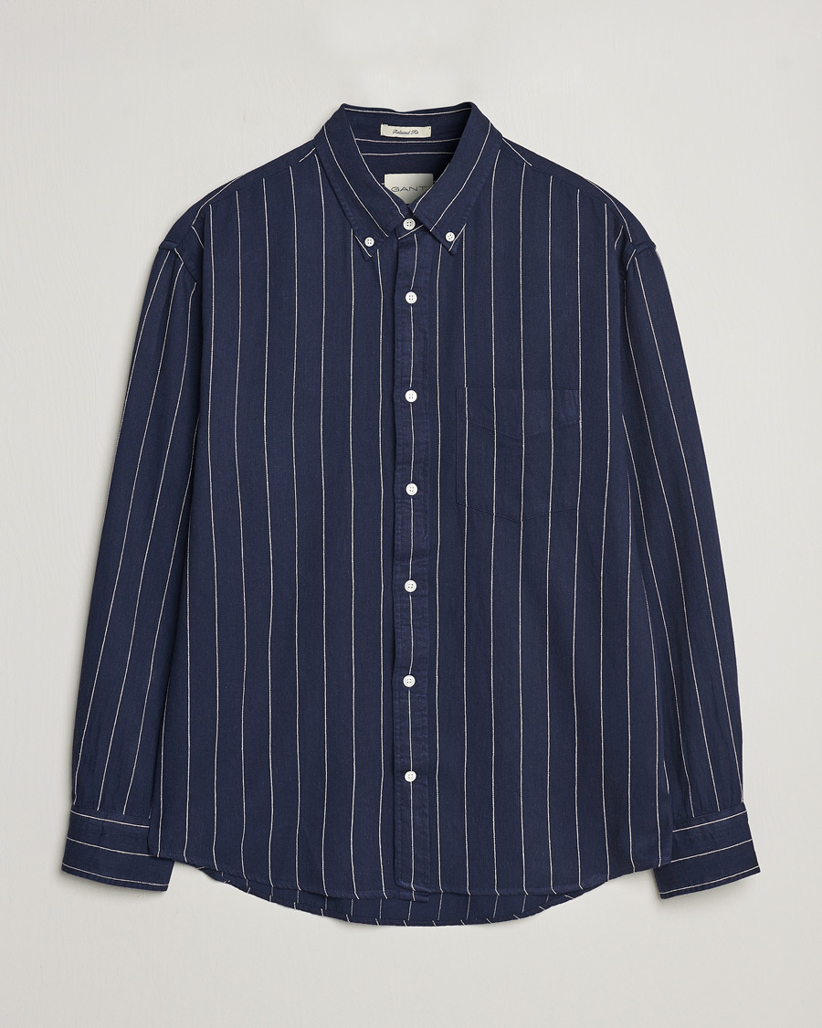 Heren | Overhemden | GANT | Relaxed Fit Slub Striped Shirt Classic Blue