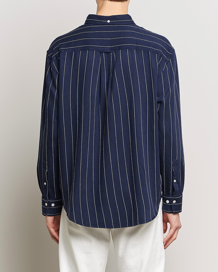 Heren | Overhemden | GANT | Relaxed Fit Slub Striped Shirt Classic Blue