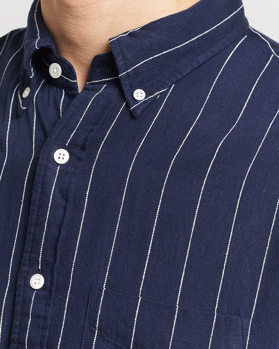 Heren | Overhemden | GANT | Relaxed Fit Slub Striped Shirt Classic Blue