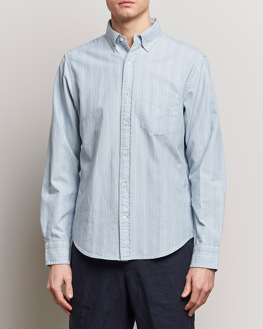 Heren | Casual | GANT | Regular Fit Archive Striped Oxford Shirt Dove Blue