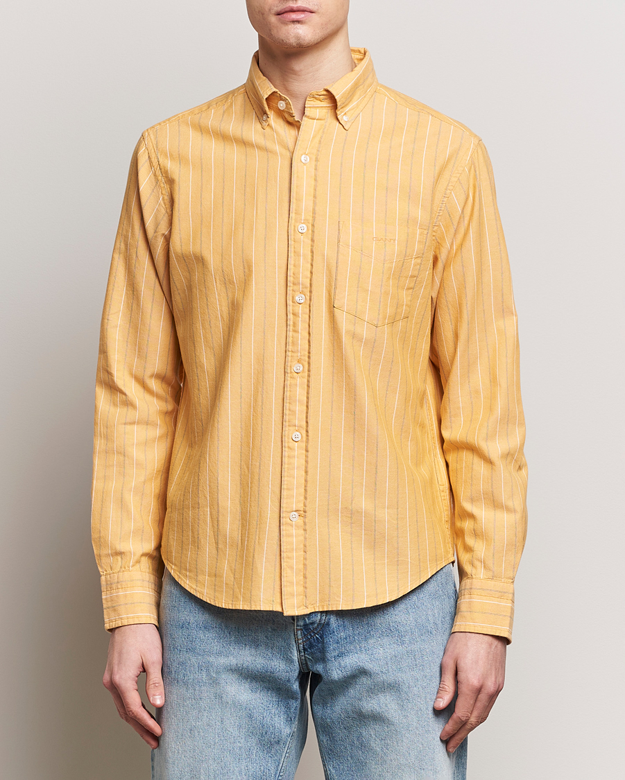 Heren | Oxford overhemden | GANT | Regular Fit Archive Striped Oxford Shirt Medal Yellow