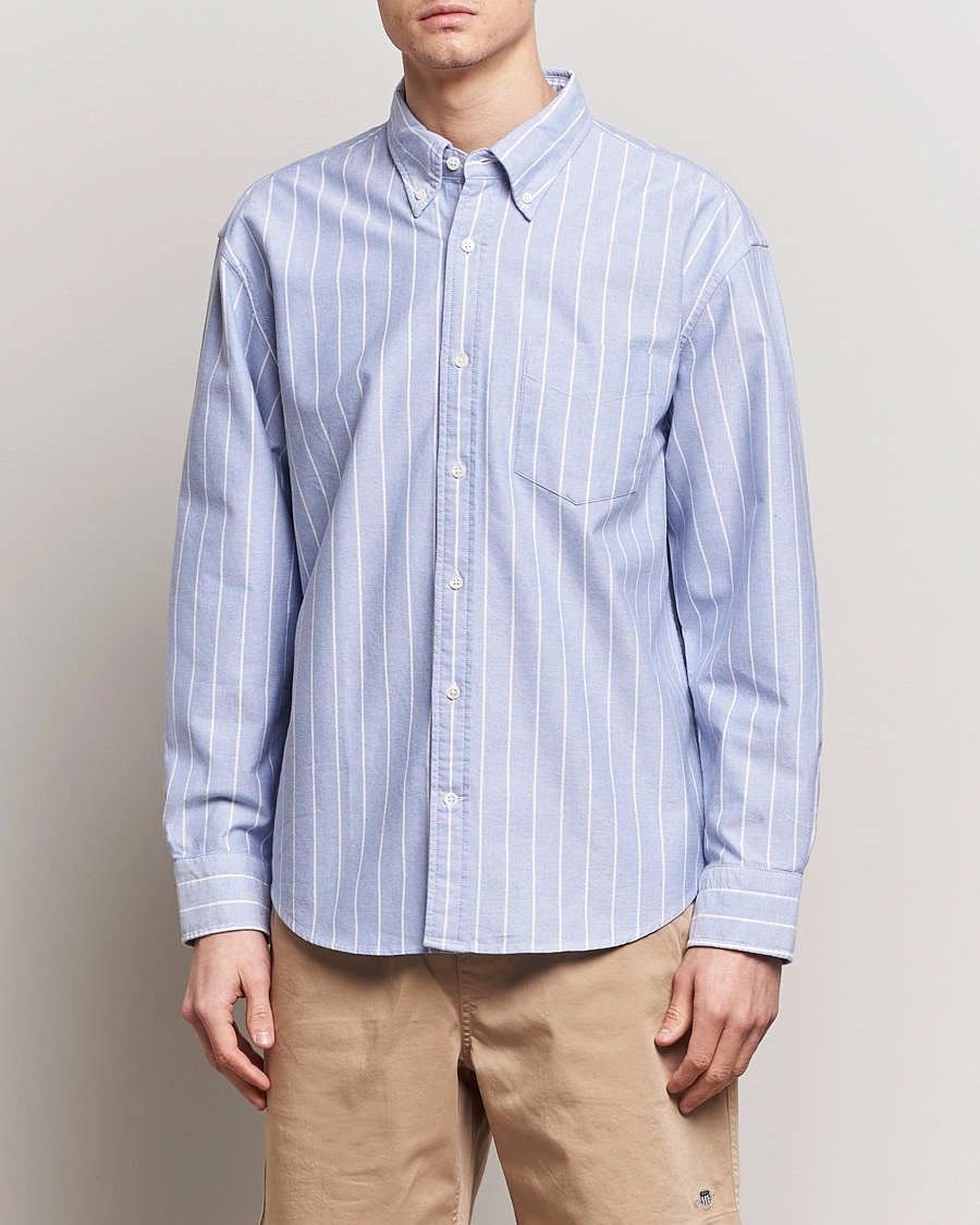 Heren | Stylesegment Casual Classics | GANT | Relaxed Fit Heritage Striped Oxford Shirt Blue/White