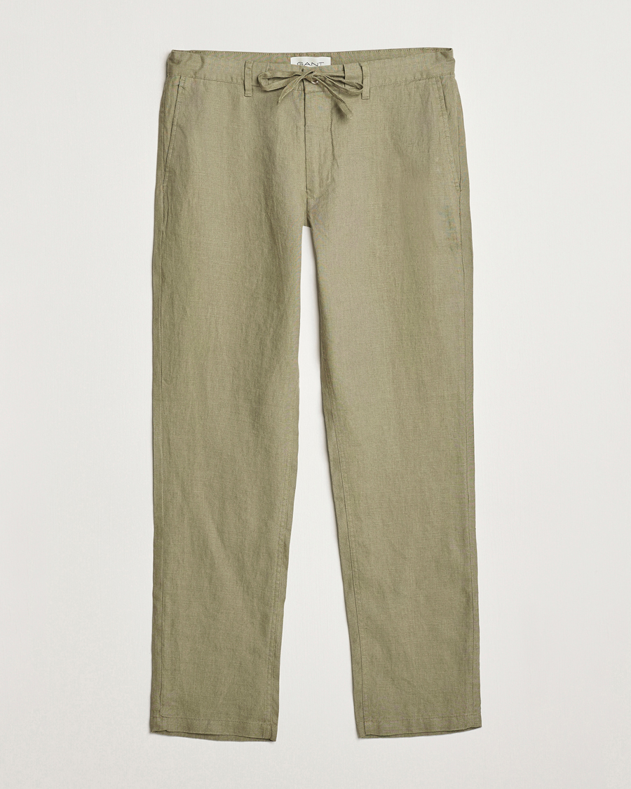 Heren | Broeken | GANT | Relaxed Linen Drawstring Pants Dried Clay