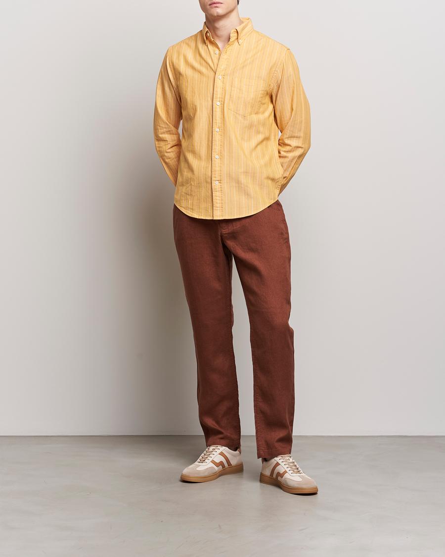 Heren | Broeken | GANT | Relaxed Linen Drawstring Pants Cognac Brown