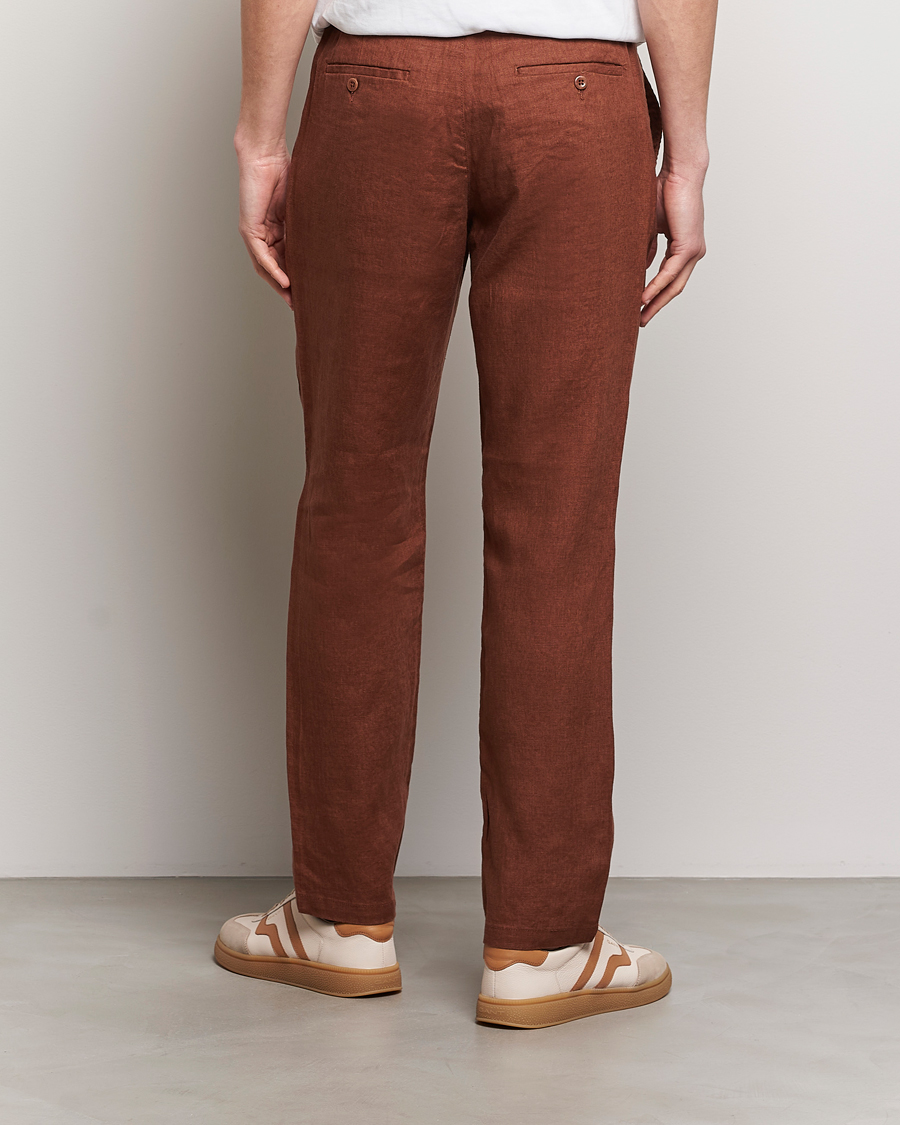 Heren | Broeken | GANT | Relaxed Linen Drawstring Pants Cognac Brown