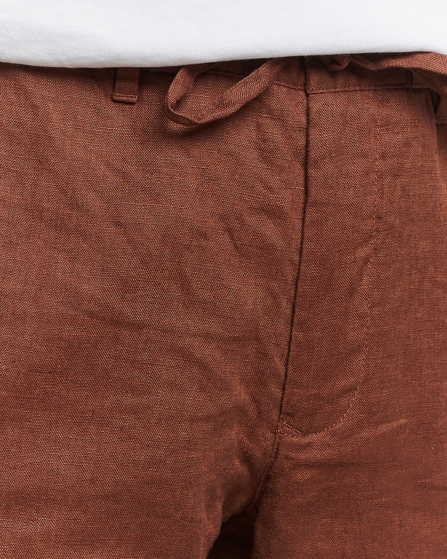 Heren | Broeken | GANT | Relaxed Linen Drawstring Pants Cognac Brown