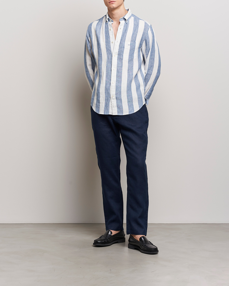 Heren | Broeken | GANT | Relaxed Linen Drawstring Pants Marine