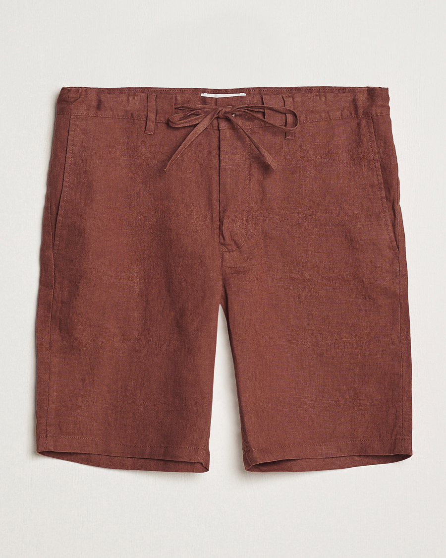 Heren | Korte broek | GANT | Relaxed Linen Drawstring Shorts Cognac Brown