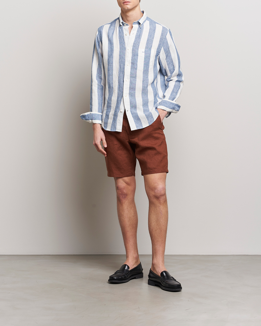 Heren | Korte broek | GANT | Relaxed Linen Drawstring Shorts Cognac Brown