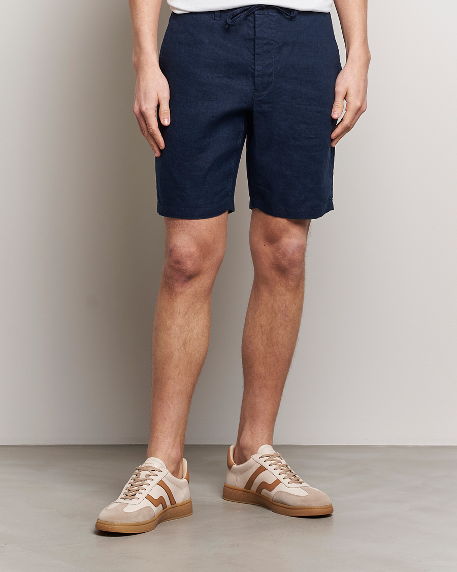 Heren | Nieuws | GANT | Relaxed Linen Drawstring Shorts Marine