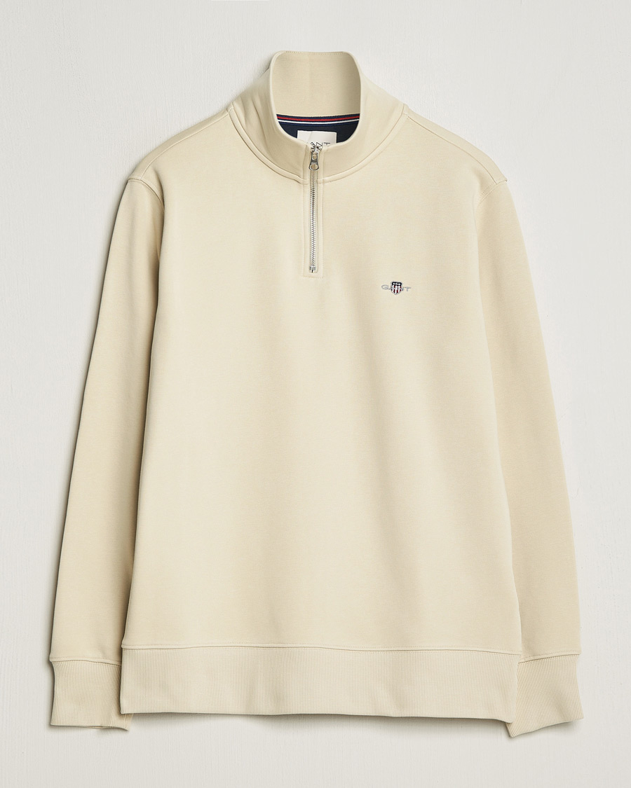 Heren | Truien | GANT | Original Shield Half Zip Sweater Silky Beige