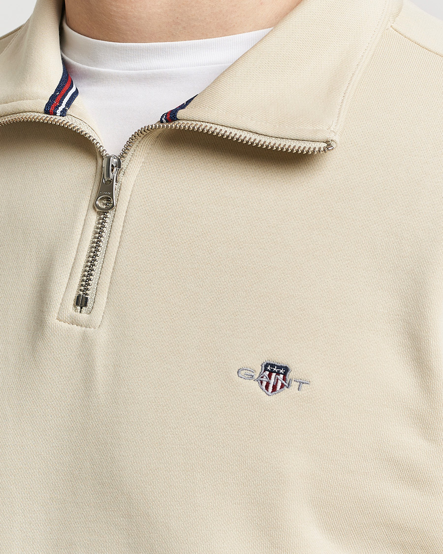 Heren | Truien | GANT | Original Shield Half Zip Sweater Silky Beige